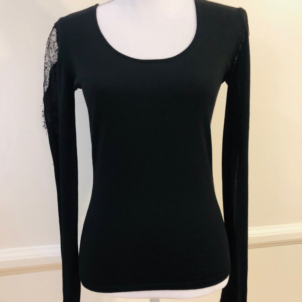Emilio Pucci Black Open Neck Wool & Lace Sweater S